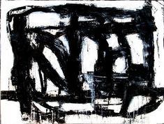 an abstract painting with black and white colors