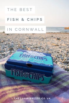 the best fish and chips in cornwalll, on a blanket at the beach