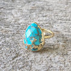 18k over brass, adjustable Elegant Adjustable Gold Turquoise Ring, Adjustable Gold Turquoise Gemstone Ring, Adjustable Gold Oval Turquoise Ring, Adjustable Gold Turquoise Ring With Oval Shape, Adjustable Yellow Gold Teardrop Rings, Adjustable Teardrop Yellow Gold Ring, Drop Ring, Hamsa Bracelet, Lavender Blue