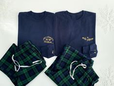 Matching couples pyjamas Christmas long sleeve tartan check gingham blue green initials his her pyjamas boyfriend girlfriend 1st Christmas These adorable matching Christmas pyjamas make the ideal gift for any couple. One shirt features the phrase "All I want for Christmas," while the other reads "is you," with your initials and a heart on the sleeve. Together, they create a charming and thoughtful Christmas pyjama set. This listing is for 1 set of ladies pyjamas and 1 set of mens pyjamas (2 pair Couples Pyjamas, Couple Pajamas Christmas, Matching Couple Pajamas, Pyjamas Christmas, Mens Pyjamas, Ladies Pyjamas, Christmas Pyjamas, For Christmas, Couple Pajamas