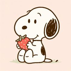 a drawing of a dog holding an apple