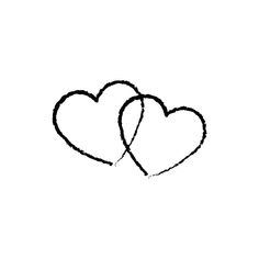 two hearts drawn in black ink on a white background