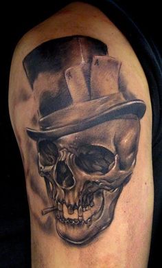 Skull Tattoo Skull With Top Hat, Mechanic Tattoo, Skull Sleeve, Sick Tattoo, Biomechanical Tattoo, Scary Tattoos, Muster Tattoos, Skull Tattoo Design, Best Sleeve Tattoos