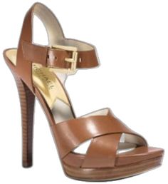 Michael Kors Brown Platform Sandals, Michael Kors Leather Sandals For Spring, Michael Kors Ankle Strap Sandals With Branded Insole, Designer Brown Sandals With 4-inch Heel, Chic Michael Kors Platform Sandals, Michael Kors Brown Round Toe Sandals, Michael Kors Brown Sandals With Round Toe, Michael Kors Leather Open Heel Sandals, Chic Michael Kors Sandals