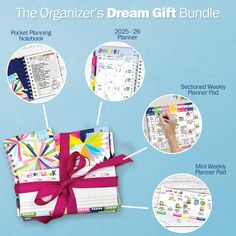 the organizer's dream gift bundle includes notebooks, calendars and planner pad