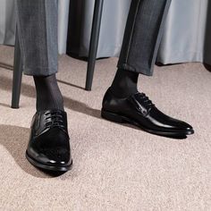 Introducing our exquisite Refined Cow Leather Brogue Dress Shoes, meticulously crafted with genuine cow leather for a durable and luxurious feel. The refined upper material and genuine leather lining add a touch of opulence, while the lace-up closure and high-quality pigskin insole ensure comfort and support. Elevate your ensemble and exude confidence with every step by investing in these timeless and impeccably crafted shoes. Experience the perfect blend of style, comfort, and durability with o Black Wingtip Lace-up Shoes For Formal Occasions, Elegant Black Wingtip Lace-up Shoes, Classic Oxford Lace-up Party Shoes, Elegant Wingtip Lace-up Shoes For Party, Elegant Leather Lace-up Oxfords, Luxury Fitted Oxford Lace-up Shoes, Black Formal Lace-up Shoes With Brogue Detailing, Black Wingtip Lace-up Formal Shoes, Elegant Black Lace-up Shoes For Work