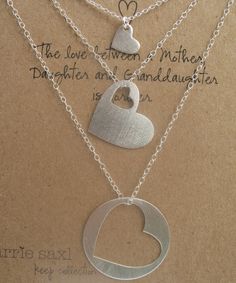 Generations necklace set grandmother mother by carriesaxl on Etsy Handmade Double Heart Jewelry For Anniversary, Customizable Double Heart Jewelry Gift, Customizable Open Heart Jewelry As A Gift, Customizable Open Heart Jewelry For Gifts, Handmade Double Heart Necklaces For Anniversary, Handmade Heart-shaped Jewelry For Mother's Day, Customizable Open Heart Jewelry Gift, Handmade Jewelry For Anniversary, Valentine's Day, Handmade Heart Jewelry For Mom