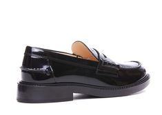 100% Patent Leather /, 100% Rubber Sole | Tod's Women's Loafers in Black | FW23/24 Casual Patent Leather Shoes, Casual Calf Leather Dress Shoes For Office, Casual Calf Leather Moccasins For Office, Casual Calf Leather Loafers For Office, Designer Spring Loafers For Office, Designer Spring Office Loafers, Casual Patent Leather Work Shoes, Zegna Shoes, Timeless Wardrobe Staples