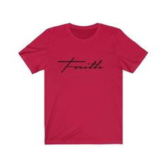 Bella & Canvas 3001 T-Shirt Faith in 14 colors and 7 sizes Red / XS T-Shirt (3327699746916) Basic Red T-shirt With Text Print, Red Basic T-shirt With Text Print, Basic Red Top With Text Print, Casual Soft-washed Red T-shirt, Fitted Red Slogan T-shirt, Basic Red T-shirt With Letter Print, Red Tri-blend T-shirt For Streetwear, Red Relaxed Fit T-shirt With Text Print, Red Relaxed Fit Slogan Top