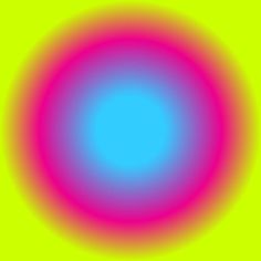 an image of a blue and pink circular in the middle of a yellow background,