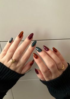 Treat yourself to our luxurious nail services and explore our range of high-quality products for the perfect finish Two Color Manicure, Funky Nails Fall, Funky Fall Nails, Fall Nude Nails, Nails 2024