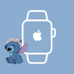 an apple watch with a cute little blue dragon on it's face and hearts around its neck