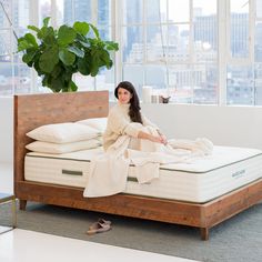 Avocado Green Mattress Natural Wood Bed Frame Reclaimed Design Natural Wood Bed Frame, Natural Wood Bed, Reclaimed Wood Bed Frame, Old Bed Frames, Green Mattress, Wood Waste, Old Beds, Natural Mattress, Wood Bed Frame