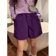 Candy Color Wide Leg Casual Shorts Fabric: Cotton Size: S, M, Multiple Color Selections: Black,White, Red, Yellow, Purple, Green Applicable season: Spring, Autumn, Fall, Summer Basic Solid Shorts With Pockets, Casual Purple Bottoms With Pockets, Purple Cotton Shorts With Elastic Waistband, Purple Cotton Shorts With Pockets, Casual Purple Short-leg Bottoms, Purple Cotton Short Bottoms, Purple Cotton Bottoms Short Length, Purple High Waist Shorts With Pockets, Purple High Waist Cotton Shorts