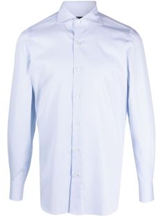 light blue cotton tonal stitching spread collar front button fastening long sleeves buttoned cuffs curved hem Blue Cotton Shirt, Zegna Shoes, Shop Light, Burberry Hat, Mens Shirt Dress, Men Dress, Cotton Shirt, Dolce And Gabbana, Coats Jackets