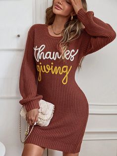 Elevate your style with the Minimalist Bodycon Mini Dress. This chic dress effortlessly accentuates your silhouette Sequin Bodycon Dress, Brown Pattern, Drop Shoulder Sweaters, Mini Dresses For Women, Denim Mini Dress, Crewneck Dress, The Minimalist, Sweater Dress Women, Knit Sleeve