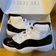 White/Black/Metallic Gold Size M 9 / W 10.5 Men's Shoes Style Ct8012-170 Jordans 11 Black, Black And White Jordan 11, Jordan 11 Gratitude, Air Jordan 11 Gratitude, Jordan 9 Retro Dark Charcoal University Gold, Black And Gold Air Jordans, Black Jordans, Miz Mooz, Popular Shoes