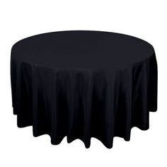 a black round tablecloth on a white background with no people in the room around it