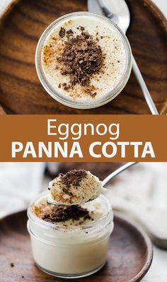 an eggnog panna cota dessert in a jar