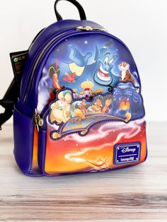 Disney Aladdin 30th Anniversary Mini Backpack - Whiskey Skies Golden Lamp, Cave Of Wonders, Disney Bags Backpacks, Aladdin Jasmine, Disney Loungefly, Magical Adventure, Disney Bags, Mini Backpacks, Disney Bag