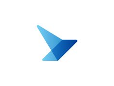 a blue arrow logo on a white background