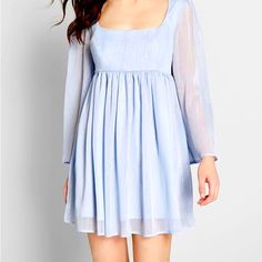 This Dress Is So Pretty. Unfortunately, It Doesn’t Fit Me. New With Tags, Size 8 Or A Small 10 50 Dresses, Dresses Pictures, Blue Babydoll Dress, White Babydoll Dress, 1960s Dresses, Mod Cloth Dresses, Mod Dress, 1960s Fashion, Gathered Skirt