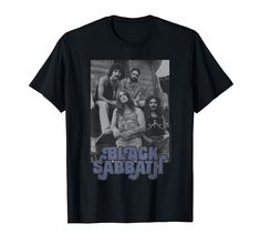 black sabrath t - shirt with an image of the band on it's chest