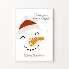 a christmas card with an image of a snowman's foot and the words i love you snow much