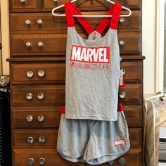 Marvel Pajama Set. Never Worn. Tags Still On. Size Medium. #Marvel #Pajamas #Pajamaset #Pjset Cotton Stretch Sleepwear For Pajama Party, Sleeveless Cotton Sleepwear For Lounging, Red Sleeveless Cotton Sleepwear, Marvel Pajamas, Pj Sets, Women's Intimates, Pajama Set, Pajamas, Marvel