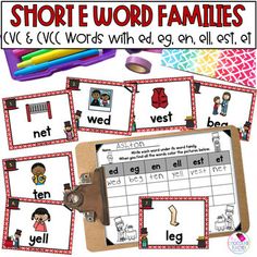 short e word families and cvc words with an all - in - one set