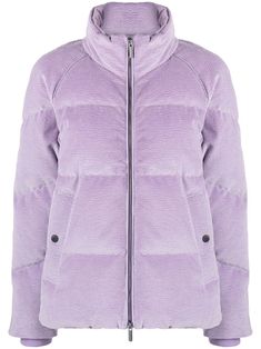 lilac feather down cotton blend padded design high neck front zip fastening two side button-fastening pockets long sleeves straight hem Purple Jacket, Cool Jackets, Plum Purple, High Fashion Street Style, Teen Fashion Outfits, Teen Fashion, Perfect Outfit, Outerwear Jackets, Autumn Winter Fashion