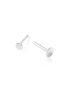 SOLD INDIVIDUALLY This 14K solid gold flat back birthstone single stud earring is handcrafted and highly polished. This is the most versatile jeweled piercing stud for any piercing area including ear cartilage, helix, tragus, conch & earlobe. The removable gem stud has a push back that pieces together securely with the backing. Stones: .05 total / 2.5mm Diamond: G color SI 1 Clarity, white natural Diamond Available in: 14K Yellow and White gold, Back: Poke-Free Flat Back Post Backing for Comfort Hypoallergenic Sterling Silver Nose Studs, Hypoallergenic Sterling Silver Round Nose Studs, Minimalist Sterling Silver Nose Studs For Gifts, Minimalist Round Nose Studs For Anniversary, Tragus Conch, Gold Flats, Birthstone Earring, Tragus, Conch