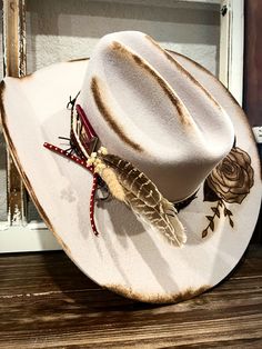 "Custom Cowboy Hat *Wool felt material *Cattleman crease *4 1/4\" brim  Sizes: 6 5/8\" - 7 3/4\" Colors: black, brown, grey, tan, silverbelly When ordering, provide in personalization: 1. Color of hat 2. Size 3. Particular colors/accessories you want 4. Any burning/engraving you may want Feel free to message me with photos or ideas so we can assure the PERFECT hat just for YOU! NO RETURNS OR REFUNDS. Check us out on Instagram and Facebook @ThreeTwentyThreeHats for ideas and to see some of our work!" Western Style Fur Felt Fedora With Flat Bill, Western Felt Hat With Flat Bill For Winter, Western Flat Bill Felt Hat For Winter, Western Style Felt Hat With Flat Bill For Winter, Western Style Flat Bill Felt Hat For Winter, Winter Rodeo Felt Hat With Flat Bill, Western Style Winter Fedora With Flat Bill, Western Style Flat Bill Fedora For Winter, Western Style Winter Hat With Flat Bill