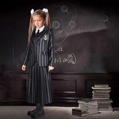 ✨Unleash your inner goth with this Wednesday Addams costume. This authentic set includes everything you need to channel the iconic character - a uniform, vest, shirt, tie, and long skirt. The costume is made from high-quality materials designed to last so that you can wear it repeatedly. The uniform features a classic "Nevermore Academy" design with a front button closure, while the vest adds texture and depth to the overall look.