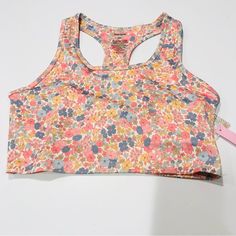 New With Tags Kensie Vanilla Ditsy Sports Bra Crop Top Floral Design Size Medium No Trades 11-010 Casual Multicolor Sports Bra For Summer, Multicolor Athleisure Tops For Yoga, Fitted Multicolor Casual Sports Bra, Casual Fitted Multicolor Sports Bra, Multicolor Racerback Activewear For Summer, Spring Multicolor Stretch Sports Bra, Spring Cotton Sports Bra For Loungewear, Multicolor Sports Bra For Spring, Multicolor Stretch Sports Bra For Spring