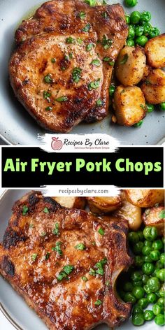 air fryer pork chops with peas and potatoes