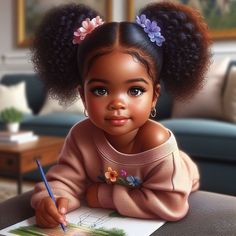 Cute Little Black Girl, Digital Art, Wall Art, Printable Art, Printable Downloads, Digital Download, Digital AI Download, Printable AI Art - Etsy Kids Cornrow Hairstyles, Black Baby Art, Art Black Love, Girl Digital Art, Beautiful Black Babies, Black Baby, Black Art Pictures, Black Love Art, Cornrow Hairstyles