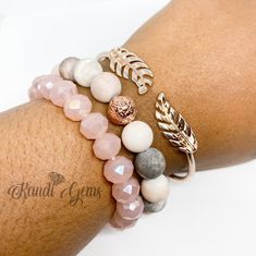 Original design hand made bracelet set. Can be worn for any occasion. Wear individually or separately. Sensational Stack of 5 Stretch Bracelets Mix of Naturals Stones, Rose Gold Plated and Glass Beads. Handmade item and unique design. Pink Zebra Jasper, Zebra Jasper, Leaf Bracelet, Pink Set, Pink Zebra, Lava Bead, Bracelet Boho, Beads Handmade, Pink Bracelet