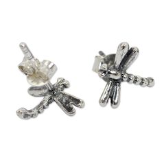 NOVICA - Baby Dragonfly Sterling Silver Stud Earrings Silver Sterling Dragonfly Earrings, Sterling Silver Dragonfly Earrings, Whimsical Silver Earrings For Gift, Whimsical Silver Hypoallergenic Earrings, Nickel-free Dragonfly Sterling Silver Earrings, Nickel-free Sterling Silver Dragonfly Earrings, Silver Dragonfly Earrings For Gift, Silver Dragonfly Earrings Perfect For Gifts, Dragonfly-shaped Pierced Earrings As Gift