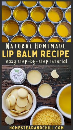 Learn how to make moisturizing natural lip balm with this easy step-by-step tutorial. It's easy to make, requires only a few ingredients, and makes for a great GIY gift! Easy Lip Balm Recipe, Easy Lip Balm, Beeswax Recipes, Lip Balm Containers