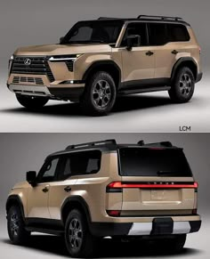 an suv is shown in two different views