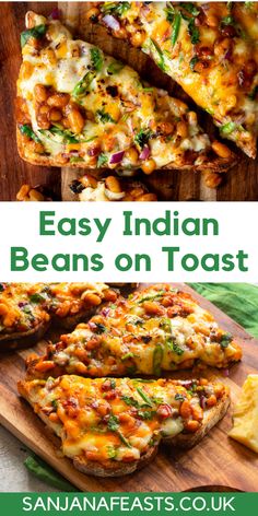 Baked beans and cheese on toast. Grilled until brown and cut into slices. Indian Beans, Indian Food Catering, Veg Snacks, Beans On Toast, Indian Appetizers, Healthy Indian Recipes, Indian Breakfast, Indian Street Food, Fusion Food