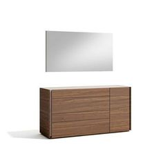 an image of a modern dresser with mirror on it's side and white background