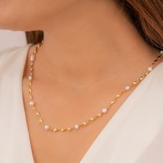 14k Gold Pearl Necklace, Dainty Pearl Beaded Chain Necklace,handmade Pearl Chain Link Jewelry for Women,adjustable Anniversary Gift for Her - Etsy Adjustable Teardrop Beaded Chain Jewelry, Dainty Adjustable Beaded Pearl Necklace, Elegant Beaded Necklace With Adjustable Chain As Gift, Dainty Adjustable Pearl Necklace With Beaded Chain, Adjustable Chain Necklace With Round Beads As Gift, Pearl Beaded Chain Jewelry As Gift, Dainty White Adjustable Chain Necklace, Beaded Chain Necklace As A Gift, Teardrop Beaded Chain Necklaces