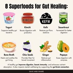 Here are 8 superfoods that will help improve your gut health.. Best Fruits For Gut Health, Foods To Help Your Gut, Healthy Eating Benefits, Foods That Promote Gut Health, Food To Improve Gut Health, Gut Cleanse Foods, How To Eat Better For Beginners, Gut Balancing Foods