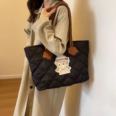 Kylethomasw 2024 Cute Stuffed Cotton Handbag For Women Fashion Cotton Shoulder Bag Female Down Jacket Satchel Girls Large Capacity Tote Bag Black Rucksack, Big Backpacks, Cotton Handbag, Women Crossbody Bag, Handbag For Women, Canvas Crossbody Bag, Messenger Bag Men, Wallet Fashion, Black Tote Bag