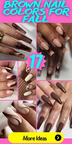 Butterscotch Nail Design, Fall Coffin Nails 2024, Nail Colors Brown, Brown Nail Colors, Nail Colors For Fall, Long Nails Almond, Sophisticated Manicure, Beachy Nails, Brown Nail