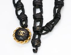 Created with Shogun. Chanel CC Woven Leather Chain Belt.Iconic Chanel CC black woven leather chain belt from Spring 1992 Couture Collection in very good condition. Approximate Measurements: Size 75/30 Length 37” (without the CC charm), Width 1”. Made in France. Luxury Chain Link Belt For Formal Occasions, Luxury Formal Chain Link Belt, Luxury Black Chain Belt For Evening, Luxury Black Chain Belt, Luxury Black Jewelry With Chain Strap, Chanel Runway, Chain Belts, Genuine Love, Chain Belt