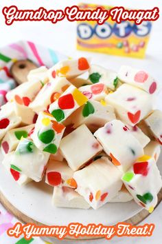 a white plate topped with lots of candy