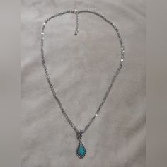 Lovely & Classy Vintage Style Turquoise Pendant Necklace Double Chain Silver Tone New Item Necklaces Turquoise, Teal Necklace, Classy Vintage, Turquoise Pendant Necklace, Chain Silver, Double Chain, Elegant Necklaces, Turquoise Pendant, New Item